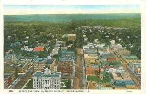 Bloomington Illinois Business District Aerial View White Border Postcard Unused