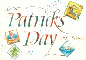 Postcard Europe Ireland St. Patrick's day greetings Beannachtai shamrock
