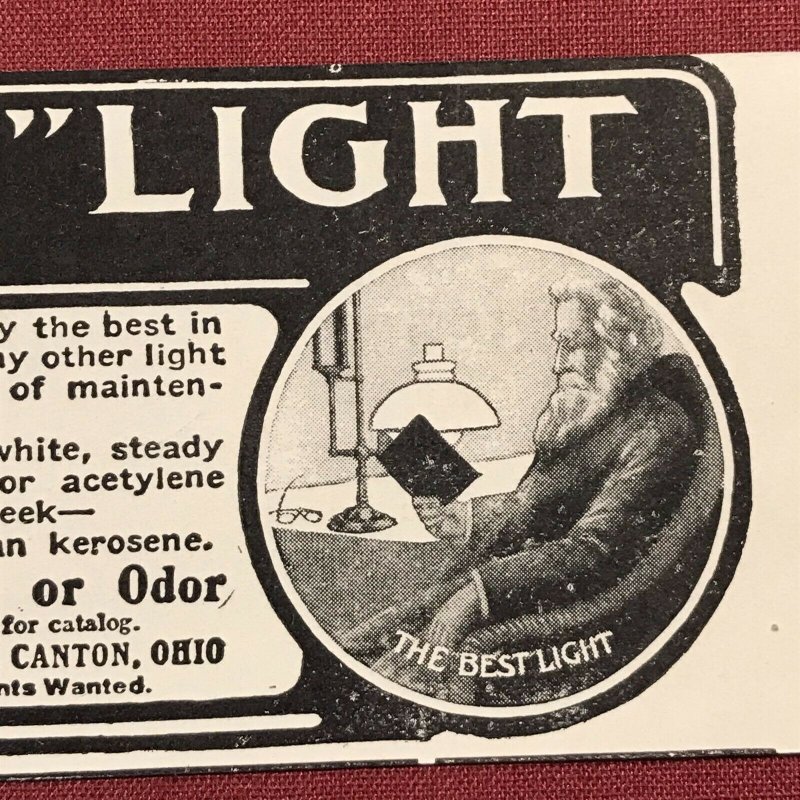 1907 The Best Light Company, Canton, Ohio Original Print Ad 2V1-32 