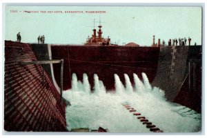 c1910 Flooding The Dry-Dock Bremerton Washington Antique Unposted Postcard