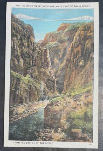 Vintage Postcard 1932 Suspension Bridge on top of Royal Gorge, Colorado (CO)