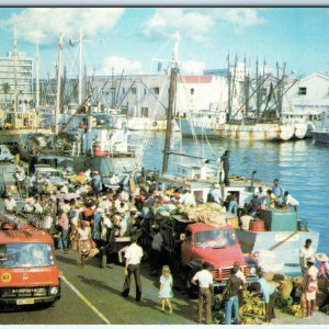 c1960s Barbados, WI West Indies Unloading Fruit Bridgetown Chrome PC Crowd A303