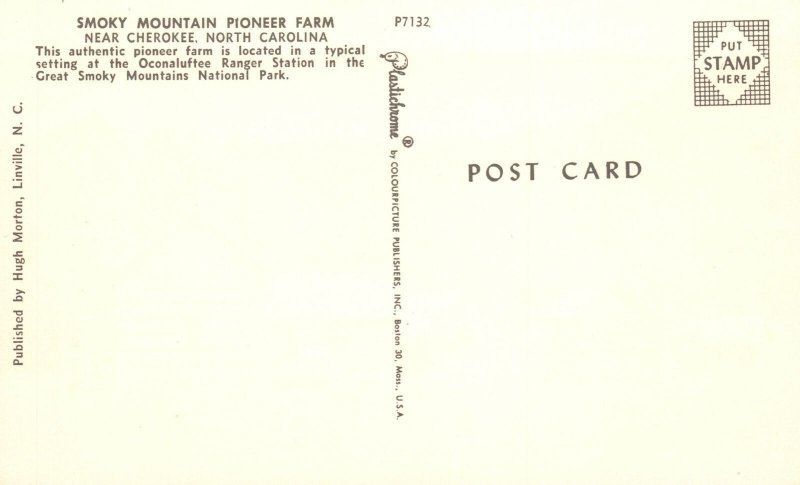 Postcard The Great Smoky Mountain Pioneer Farm Near Cherokee North Carolina NC