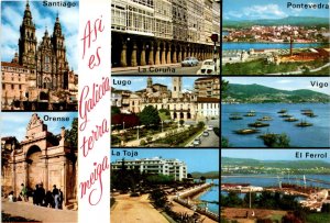 Santiago, Pontevedra, Lugo, La Coruña, Vigo, O Postcard