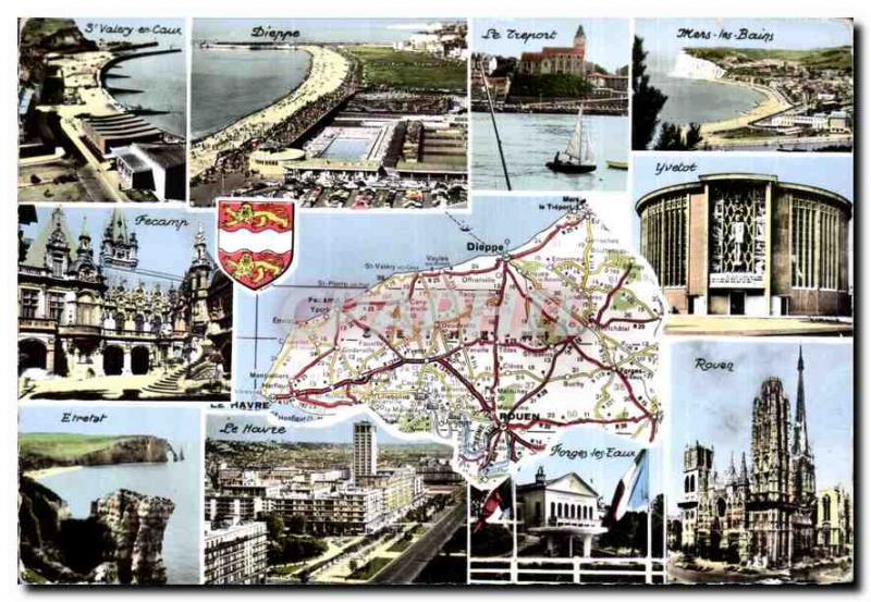 Modern Postcard The Seine Maritime After Michelin map See Guide Normandy Blaz...