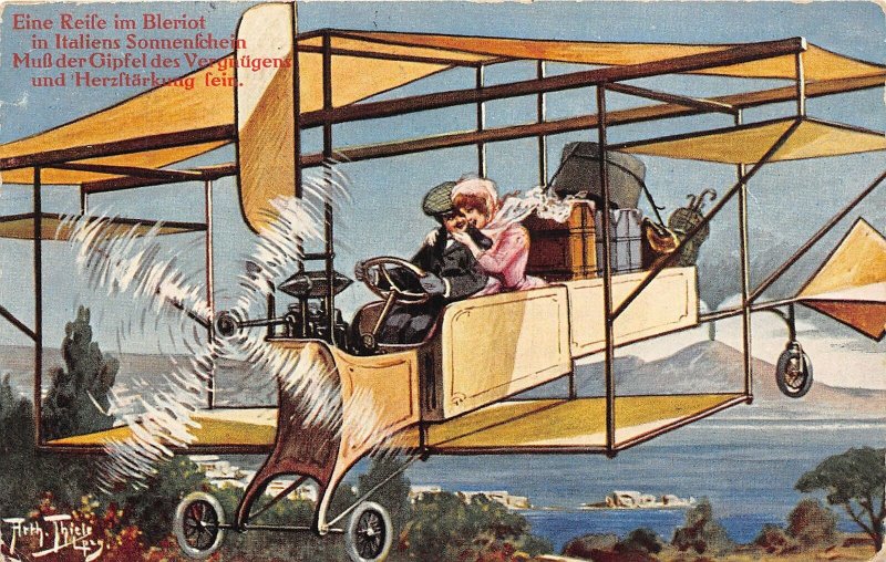 H67/ Interesting Postcard c1910 Foreign Biplane Love Arthur Thiele Signed 61