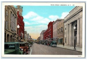 1931 Main Street Downtown Scene Oneonta New York NY Posted Vintage Postcard