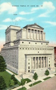 Vintage Postcard 1945 Masonic Temple St. Louis MO Missouri Lindell Blvd.