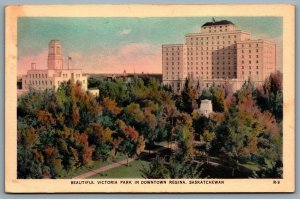 Postcard Regina Saskatchewan c1930s Beautiful Victoria Park In Downtown