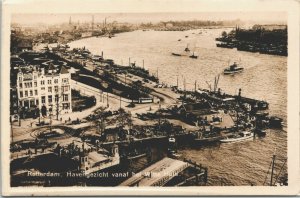 Netherlands Rotterdam Havengezicht Vanaf Het Witte Huis Vintage RPPC 04.09