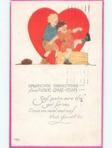 Divided-Back VALENTINE DAY SCENE Great Postcard W7883