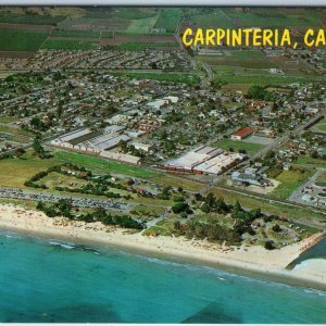 c1950s Carpinteria, CA Safest Beach Birds Eye Aerial Aero Mike Roberts PC A216