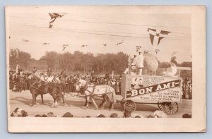 J93/ Interesting RPPC Postcard c1910 Bon-Ami Advertising Parade Horses 319