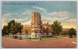 St Louis Missouri~Homer-Phillips Hospital Bldg Street View~Vtg Linen Postcard