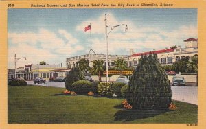 Postcard Business Houses San Marcos Hotel Face City Park Chandler AZ