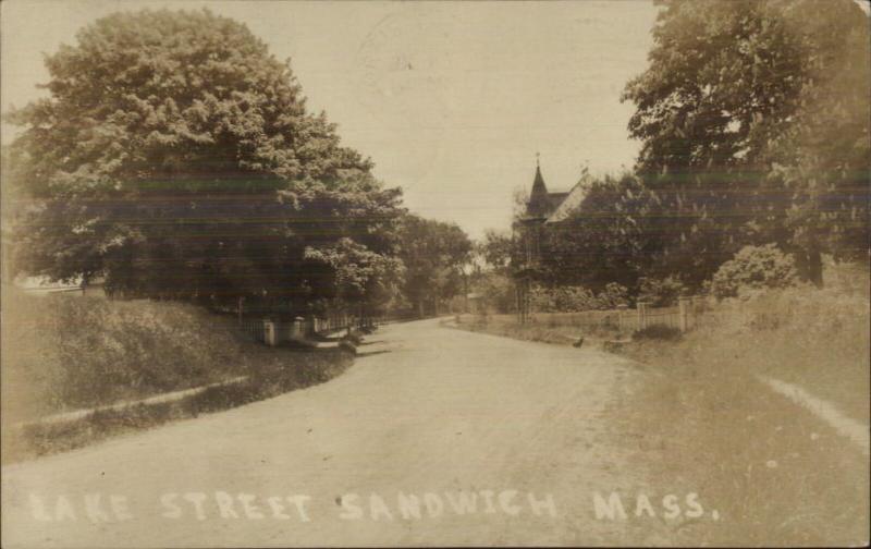 Sandwich Cape Cod MA Lake Street c1910 Real Photo Postcard