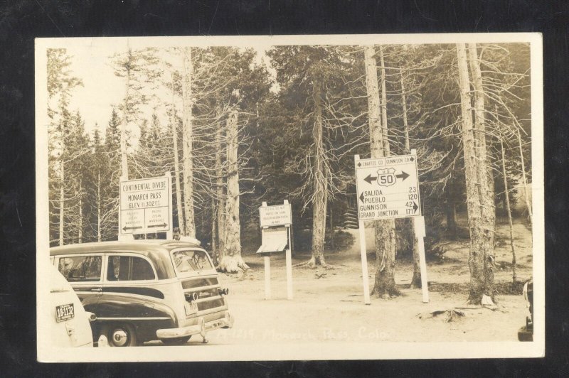 RPPC MONARCH PASS COLORADO WOODY WAGON OLD CARS REAL PHOTO POSTCARD