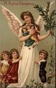 Christmas Angels Children Dolls Tree #140 c1910 Postcard