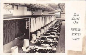 Illinois Naval Training Center Bags Layed Out Real Photo RPPC