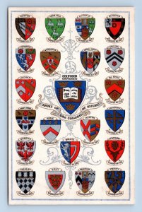 Arms Of The Colleges of Oxford University England UNP Chrome Postcard O4