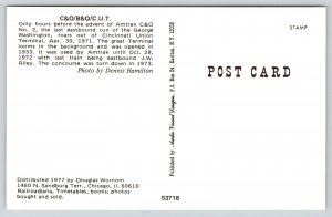 Train~Cincinnati Union Terminal~Amtrak C&O~George Washington~1950s Postcard