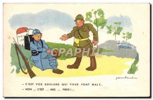 Postcard Old Horse Humor Jean C & # 39est your shoes Army Soldier