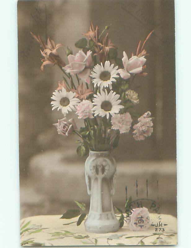 tinted rppc c1910 BEAUTIFUL FLOWERS AC9093