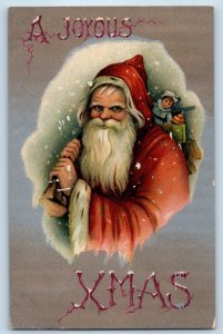 1908 Christmas Santa Claus With Sack Of Toys Newark New Jersey NJ Postcard