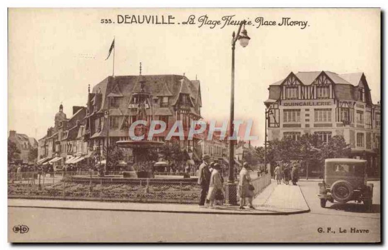 Old Postcard Deauville flowered beach Place Morny