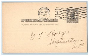 1910 Office of JNO. Schoenewolf & Co. Baltimore Maryland MD Postal Card