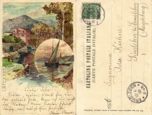 italy, RAPALLO, Panorama, Artist Signed Manuel Wielandt (1900) Postcard