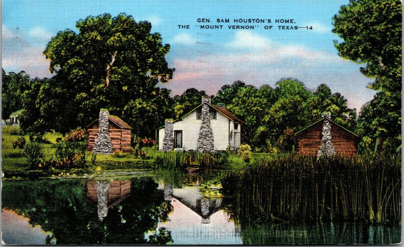 Vtg 1930s General Sam Houston's Home The Mount Vernon of Texas TX Linen Postcard