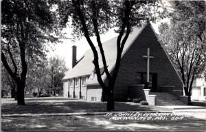 Real Photo Postcard St John's Evangelical Lutheran Church in Mukwonago Wisconsin