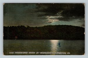 Shelton PA-Pennsylvania, Scenic Housatonic River By Moonlight, Vintage Postcard