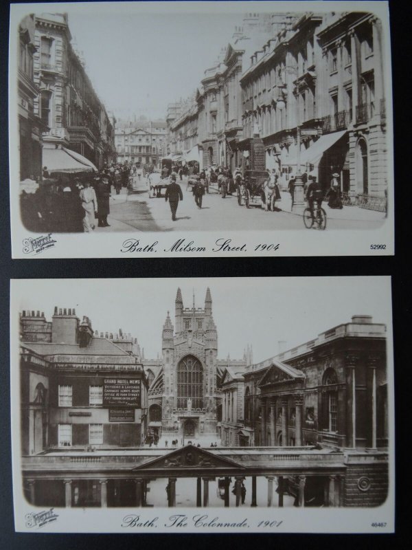 Somerset 2 x BATH MILSOM STREET & COLONNADE Reproduction Postcard c1901 by Frith