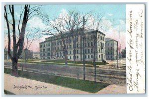 1905 High School Exterior Roadside Springfield Massachusetts MA Posted Postcard