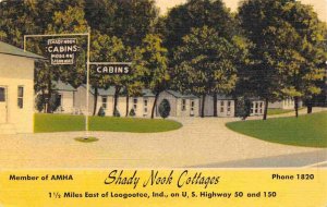 Shady Nook Cottages Motel US 50 150 Highway Loogootee Indiana linen postcard