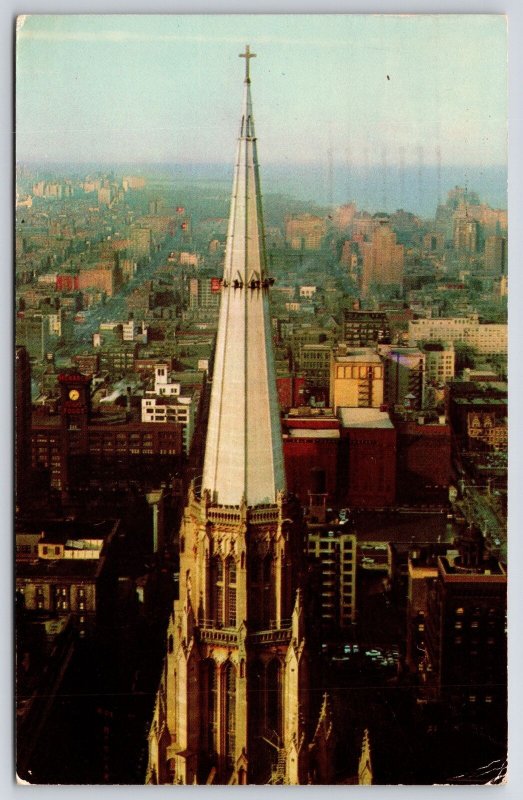Postcard 1956 Chicago Temple World's Tallest & Oldest Church Downtown