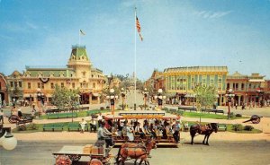 DISNEYLAND Town Square Trolley Main Street Anaheim, CA 1956 Vintage Postcard