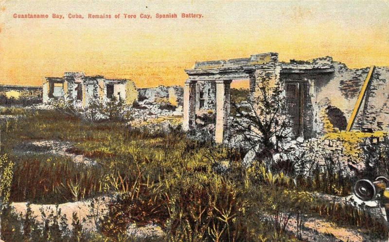 GUANTANAMO BAY, Cuba   REMAINS OF TORO CAY~Spanish Battery  c1910's Postcard