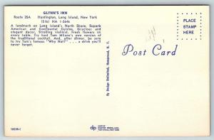 Postcard NY LI Long Island Huntington Glynn's Inn Restaurant Multiview F08