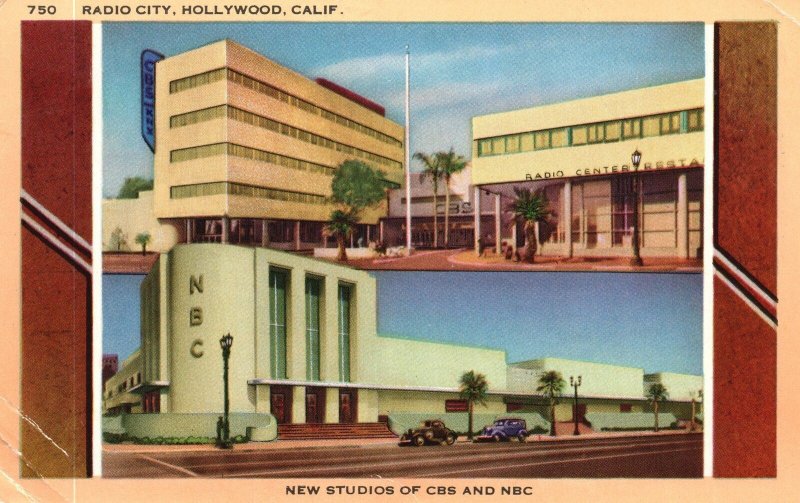 Vintage Postcard Radio City Center New Studios SBS & NBC Hollywood California CA