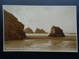 Cornwall NEWQUAY Rocks at Holywell c1933 RP Postcard by Judges 15510