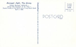 Vintage Postcard Barregat Light New Jersey Lighthouse Grand Old Champion Tides
