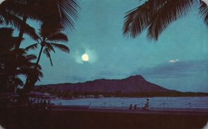 Vintage Postcard Moonlight Over Waikiki Northwest Orient Airline Photo Hawaii HI