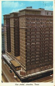 USA Rice Hotel Houston Texas Chrome Postcard 08.92