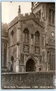 RPPC THAXTED Church North Porch Essex England white's series Postcard