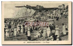 Old Postcard Mers Les Bains Beach