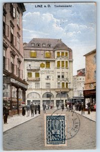 Linz Upper Austria Austria Postcard Pigeon Market 1924 Posted Vintage