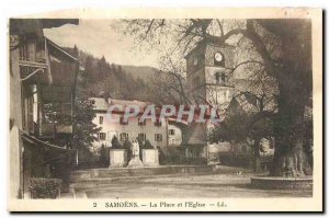 Old Postcard Samoens Square and the Church